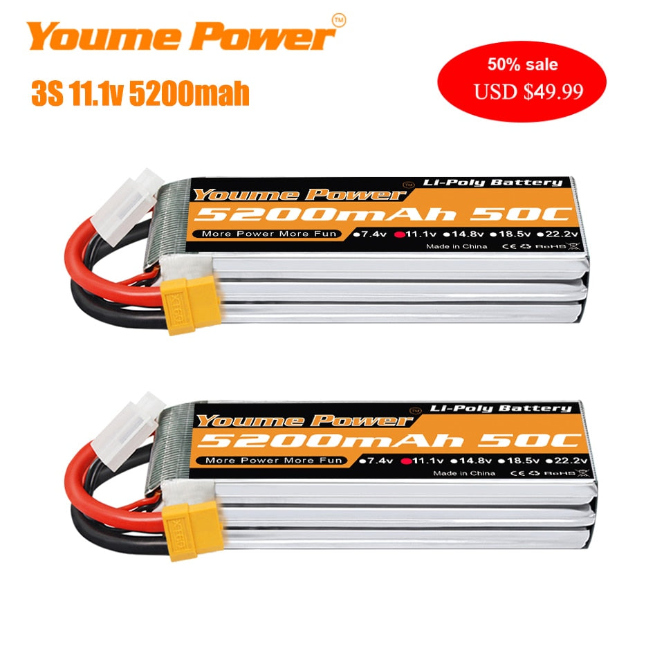 1PCS 3S 11.1V 5200mah RC LIPO Battery - Youme Power