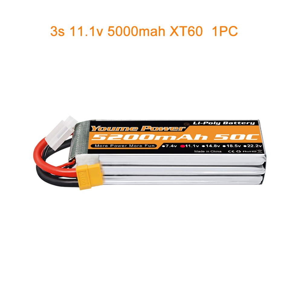 
                  
                    Load image into Gallery viewer, 1PCS 3S 11.1V 5200mah RC LIPO Battery - Youme Power
                  
                