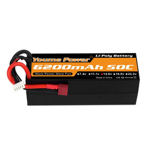 
                  
                    Load image into Gallery viewer, 1PCS 4S 14.8V 6200mah RC LIPO Battery - Youme Power
                  
                