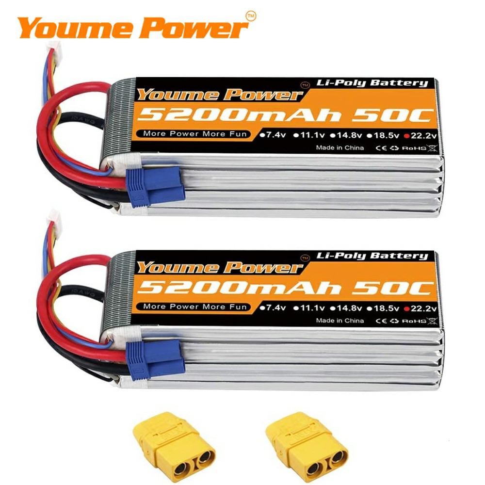 
                  
                    Load image into Gallery viewer, 1PCS 6S 22.2V 5200mah RC LIPO Battery - Youme Power
                  
                