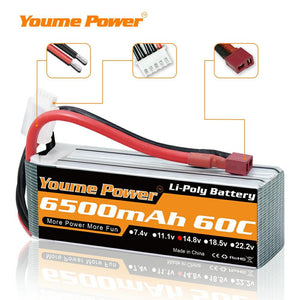 
                  
                    Load image into Gallery viewer, 1PCS 4S 6500mah 14.8V RC LIPO Battery - Youme Power
                  
                