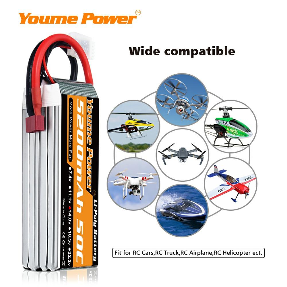 
                  
                    Load image into Gallery viewer, 14.8V 4S 5200mAh 50C RC LIPO Battery - Youme Power
                  
                