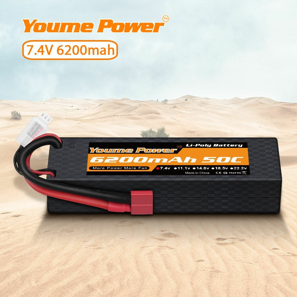 2S 7.4V 6200mah RC LIPO Battery - Youme Power