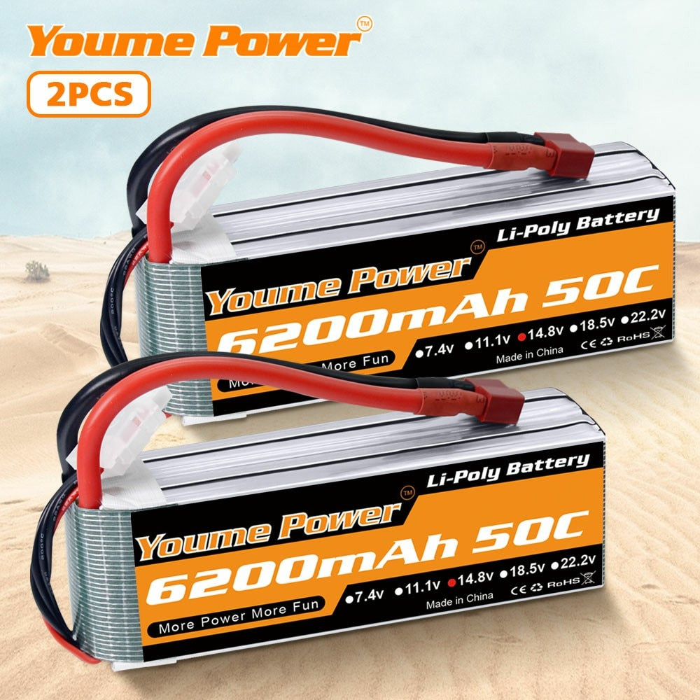 1PCS 4S 14.8V 6200mAh RC LIPO Battery - Youme Power