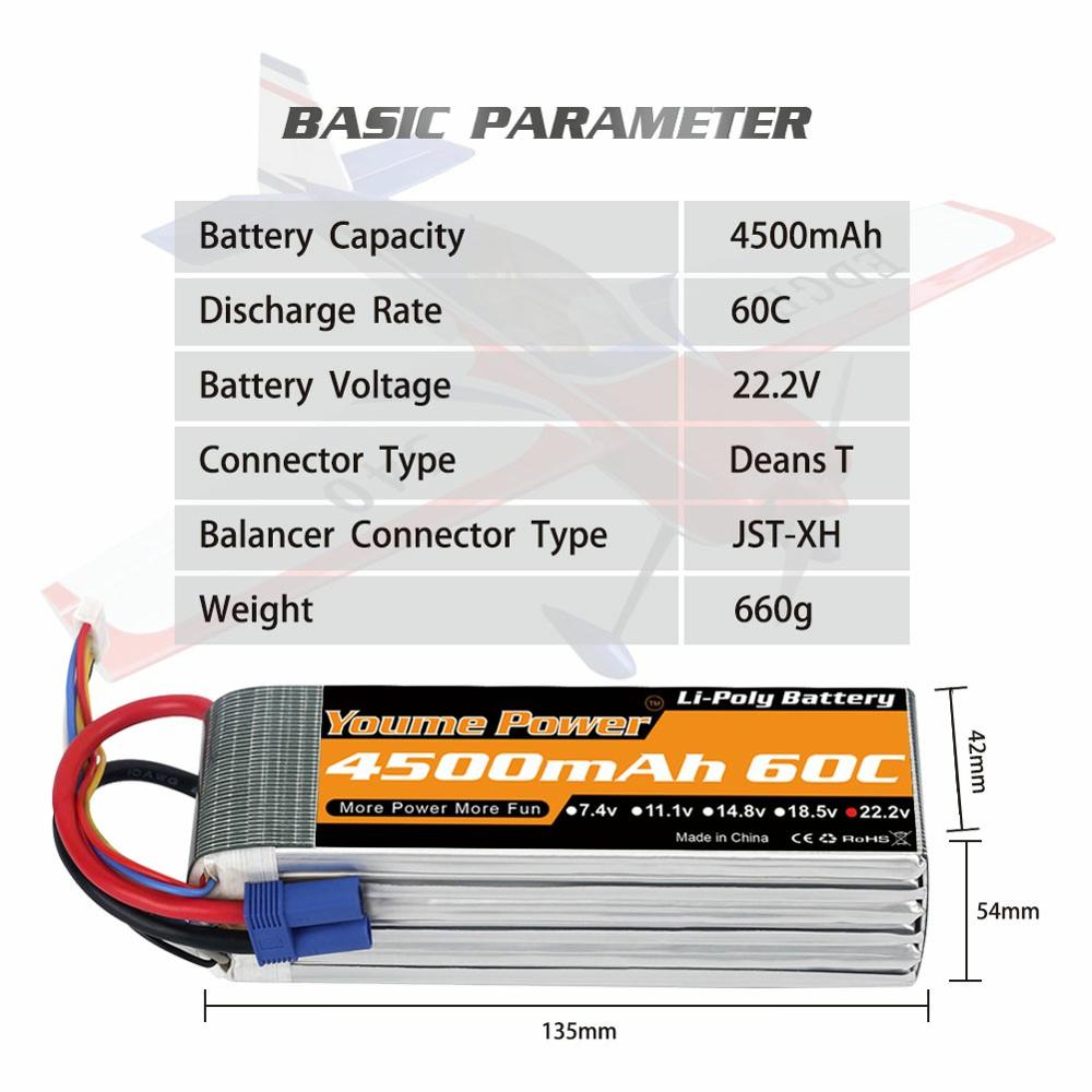 
                  
                    Load image into Gallery viewer, 1PCS 6S 22.2V 4500mah RC LIPO Battery - Youme Power
                  
                