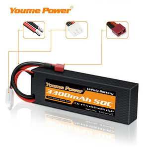 
                  
                    Load image into Gallery viewer, 1PCS 7.4v 3300mah 2S RC LIPO Battery - Youme Power
                  
                
