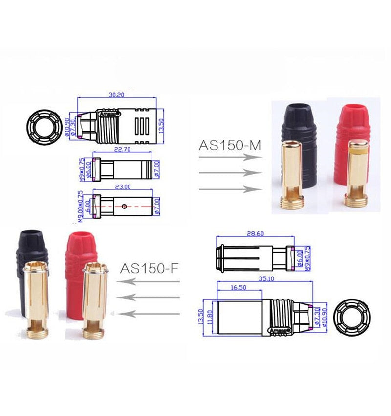 
                  
                    Load image into Gallery viewer, 1PCS Amass Connector AS150 Connector Anti Spark Plug AS150 Female and Male Connector Plugs for RC Airplane Multirotor Drone Plug
                  
                
