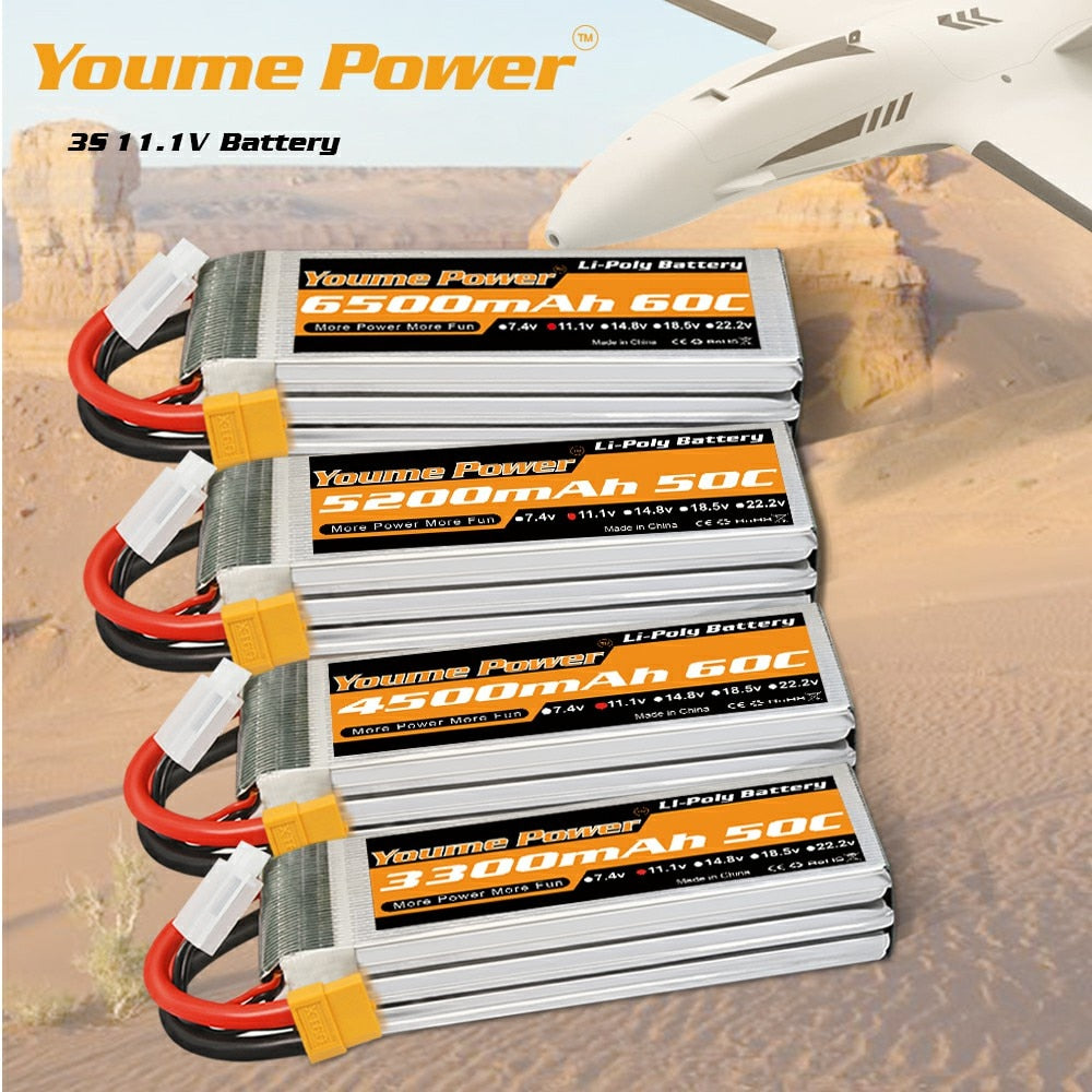 1PCS 11.1V 5200mah 4500mah 3300mah 6500mah RC LIPO Battery - Youme Power