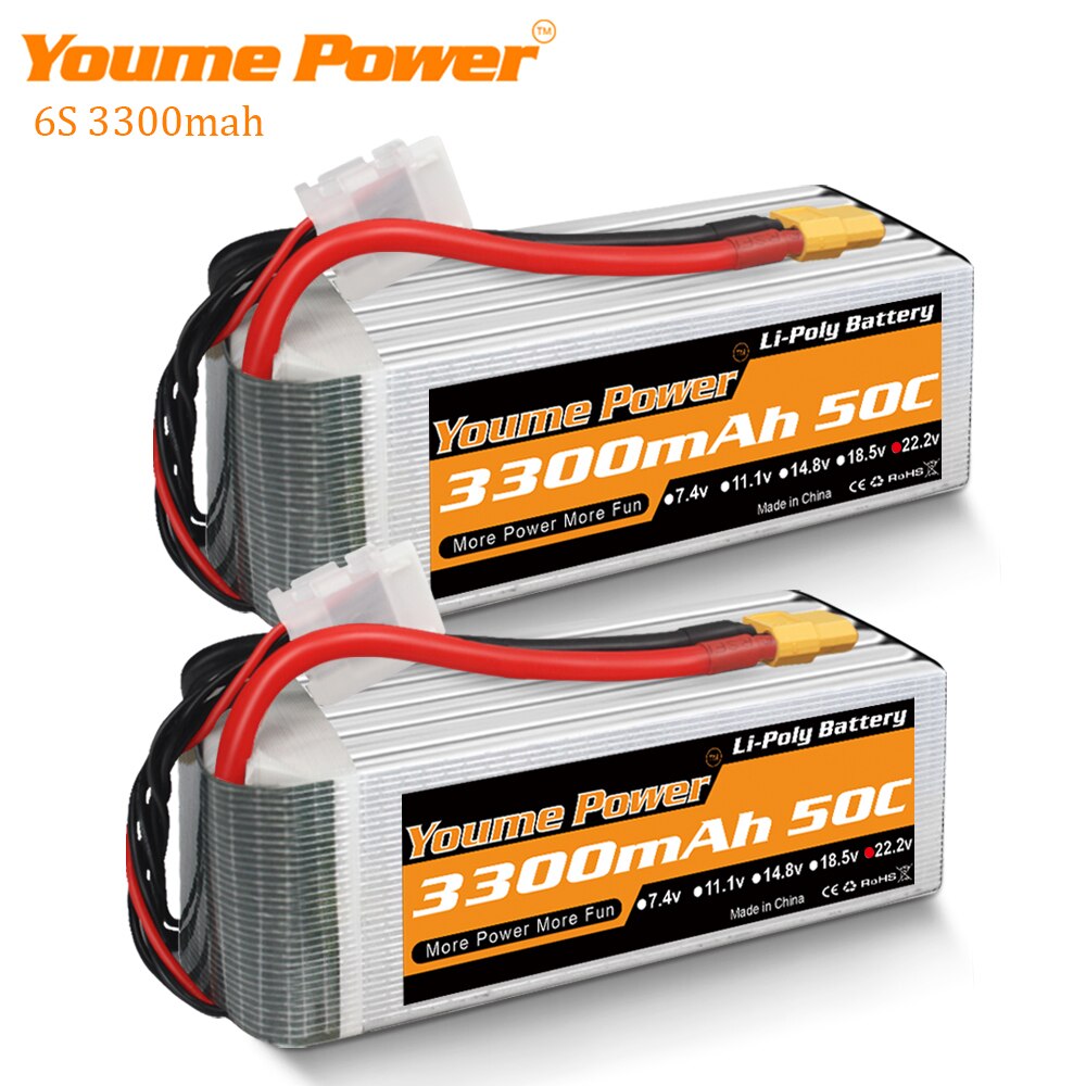 1PCS 6S 22.2V 3300mAh RC LIPO Battery - Youme Power