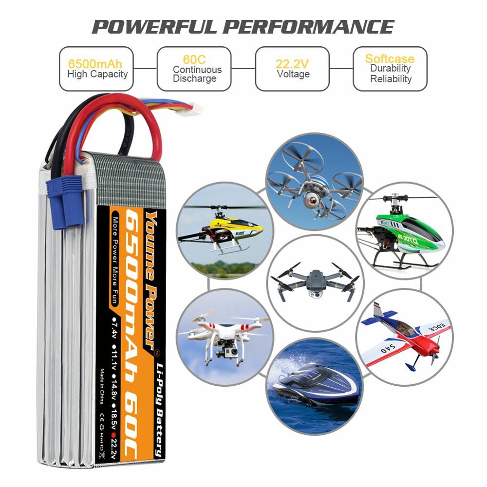 
                  
                    Load image into Gallery viewer, 1PCS 6S 6500mah 22.2V RC LIPO Battery - Youme Power
                  
                