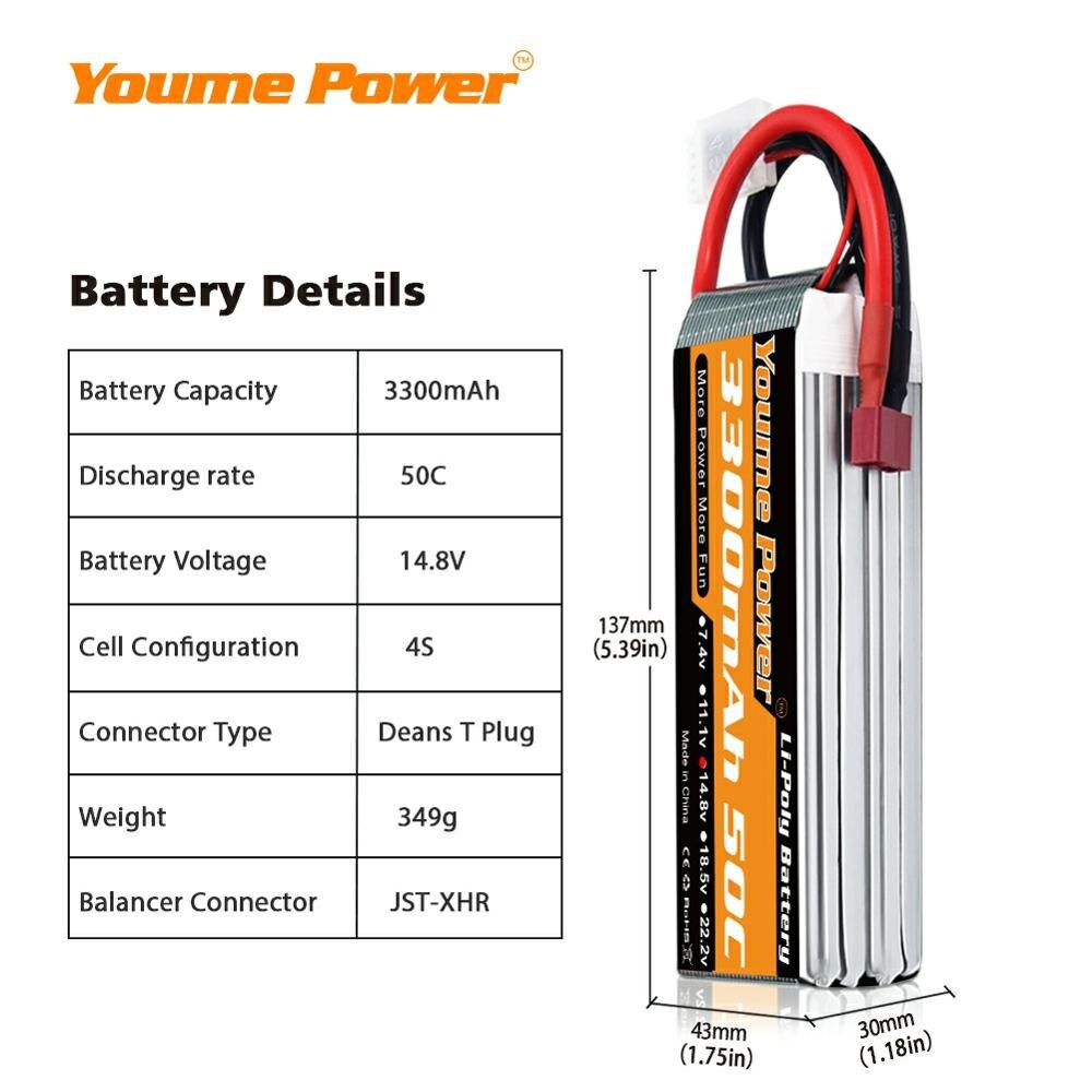 
                  
                    Load image into Gallery viewer, 1PCS 4S 14.8v 3300mAh RC LIPO Battery - Youme Power
                  
                