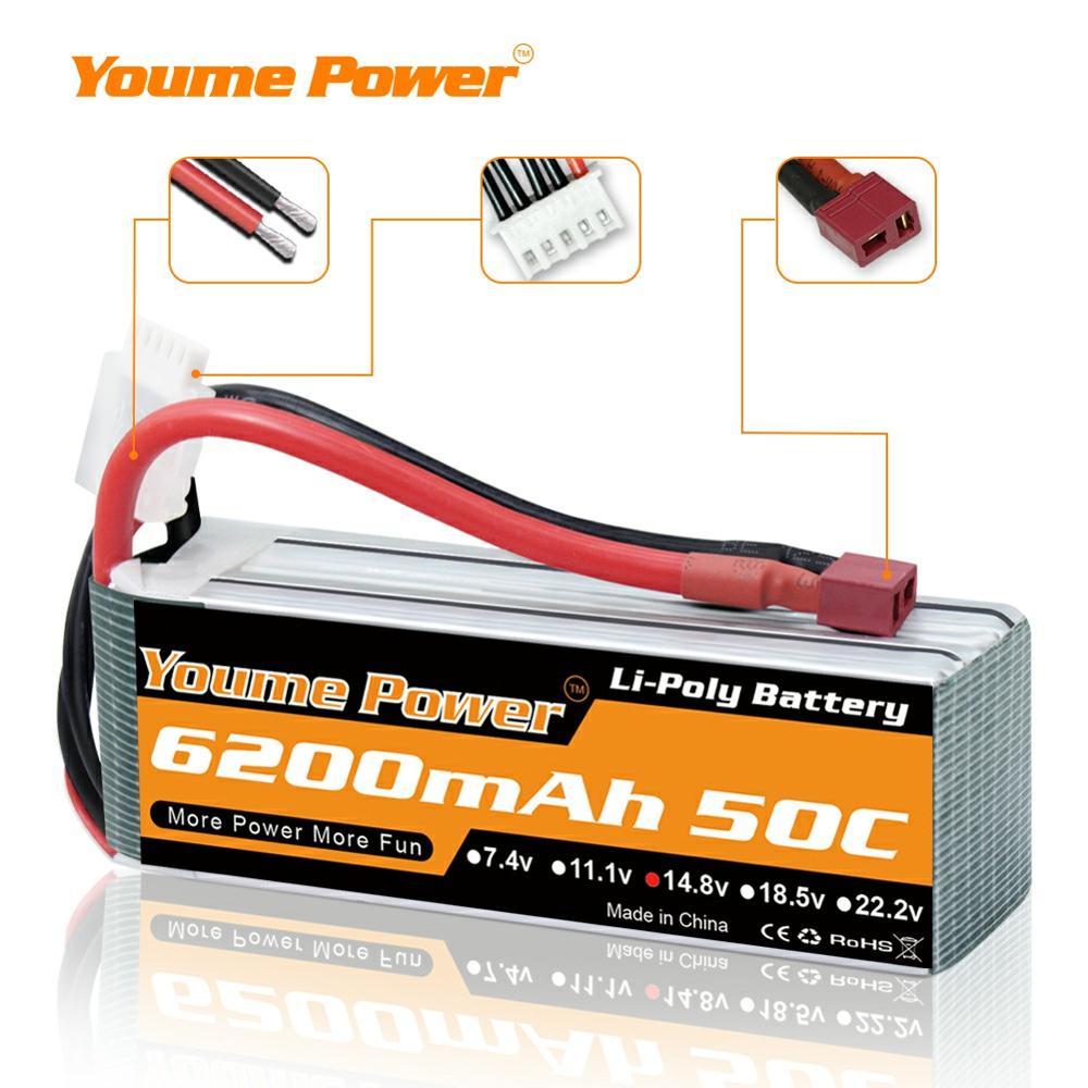 
                  
                    Load image into Gallery viewer, 14.8V 6200mah 4S RC LIPO Battery - Youme Power
                  
                