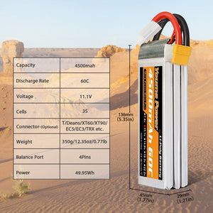 
                  
                    Load image into Gallery viewer, 1PCS 3S 11.1v 5200mah 50C RC LIPO Battery - Youme Power
                  
                