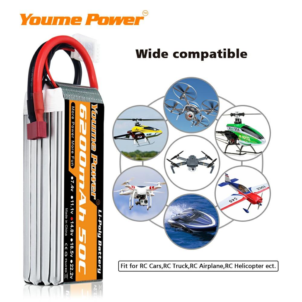 
                  
                    Load image into Gallery viewer, 1PCS 4S 14.8V 6200mAh RC LIPO Battery - Youme Power
                  
                