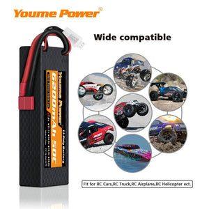 
                  
                    Load image into Gallery viewer, 2S 7.4V 6200mah RC LIPO Battery - Youme Power
                  
                