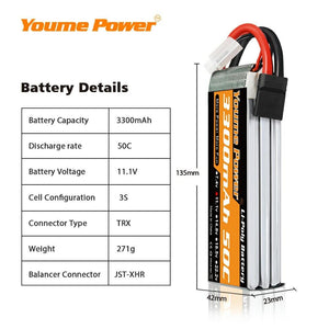 
                  
                    Load image into Gallery viewer, 1PCS 3S Lipo 11.1v 3300mah RC Lipo battery  - Youme Power
                  
                