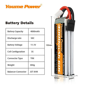 
                  
                    Load image into Gallery viewer, 1PCS Lipo 3S 11.1V 4000mah RC LIPO Battery - Youme Power
                  
                