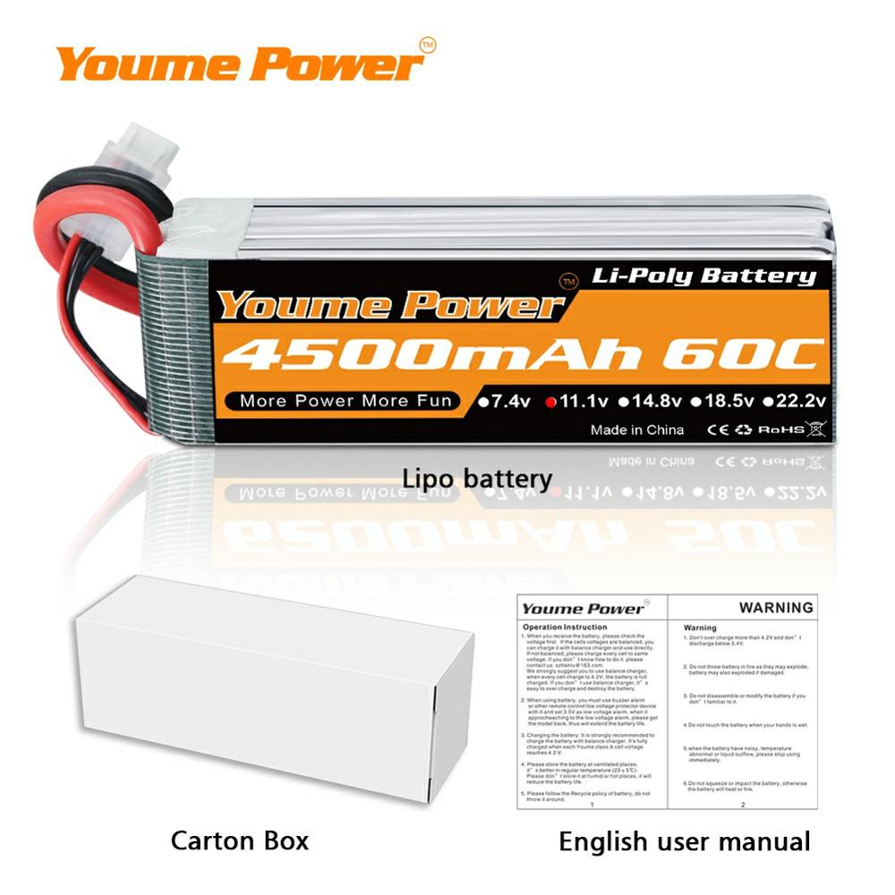 
                  
                    Load image into Gallery viewer, 1PCS 11.1V 4500mah RC LIPO Battery - Youme Power
                  
                