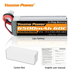 
                  
                    Load image into Gallery viewer, 1PCS 3S 6500mah 60C RC LIPO Battery - Youme Power
                  
                